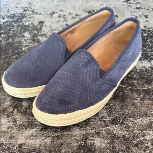 Clarks Blue Leather Espadrille Slip On Shoes Size 10